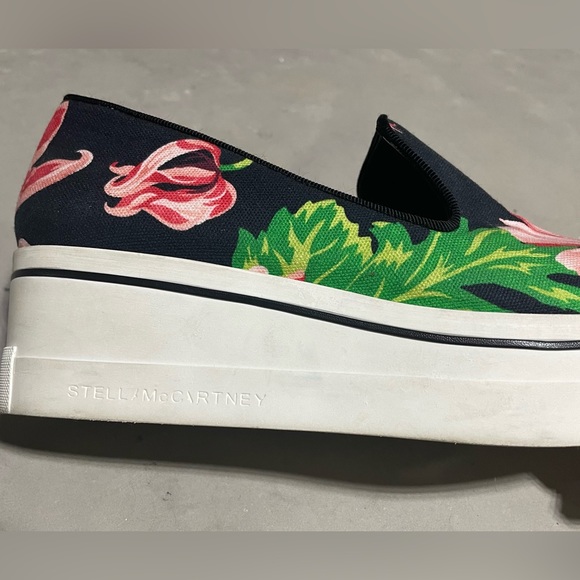 Stella McCartney Women's Sneakers Binx Pink Floral Canvas Platform Slip On - Picture 12 of 15